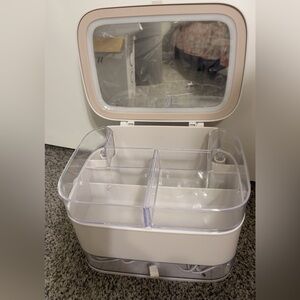 Beige Makeup Organizer with Mirror